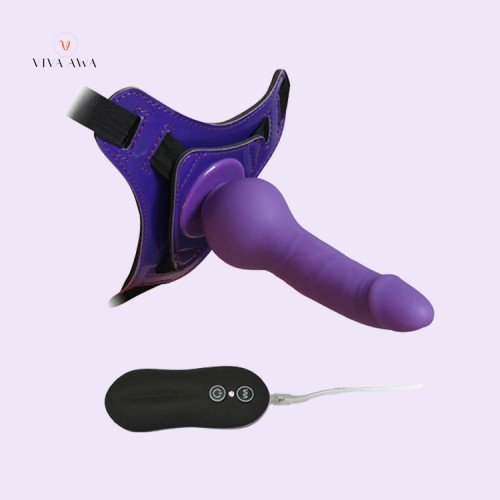 10 Vibrating Modes Strap on Harness Silicone Dildo - Image 4