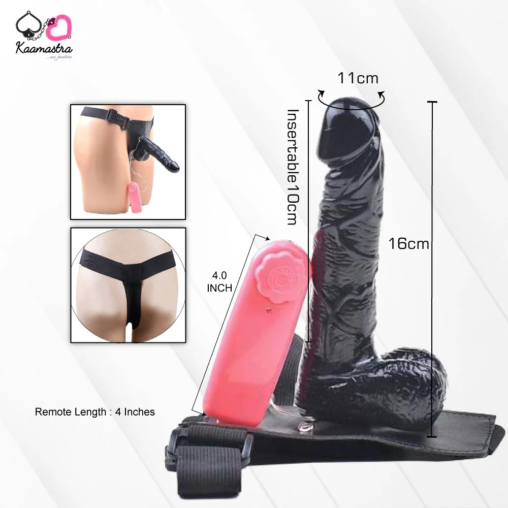 Black Hollow Strap On Penis Dildo Vibrator For Men - Image 4