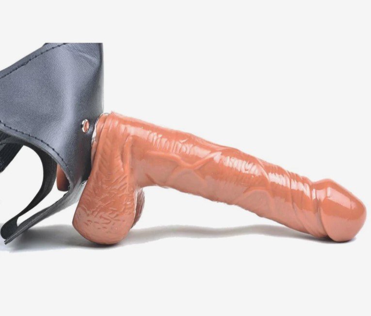 Brown Solid Strapon Vibrating Cock For Women - Image 3