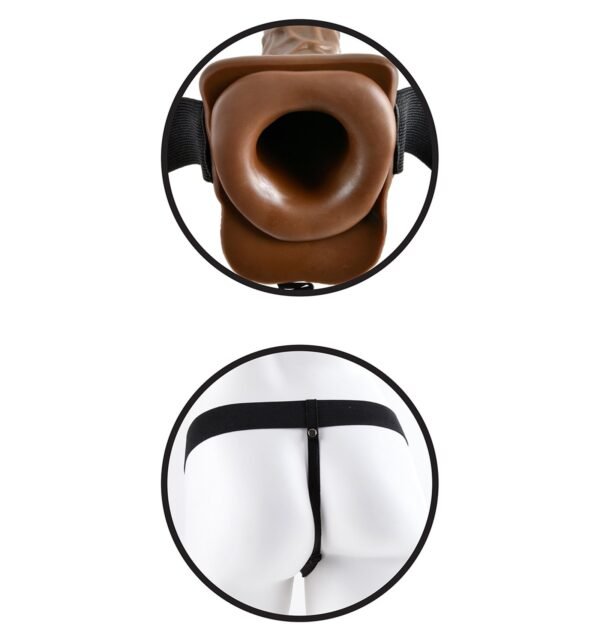 Chocolate Brown Hollow Strapon With Vibration and Balls - Image 4