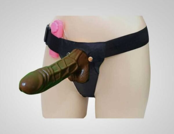 Chocolate Brown Hollow Strapon With Vibration and Balls - Image 2