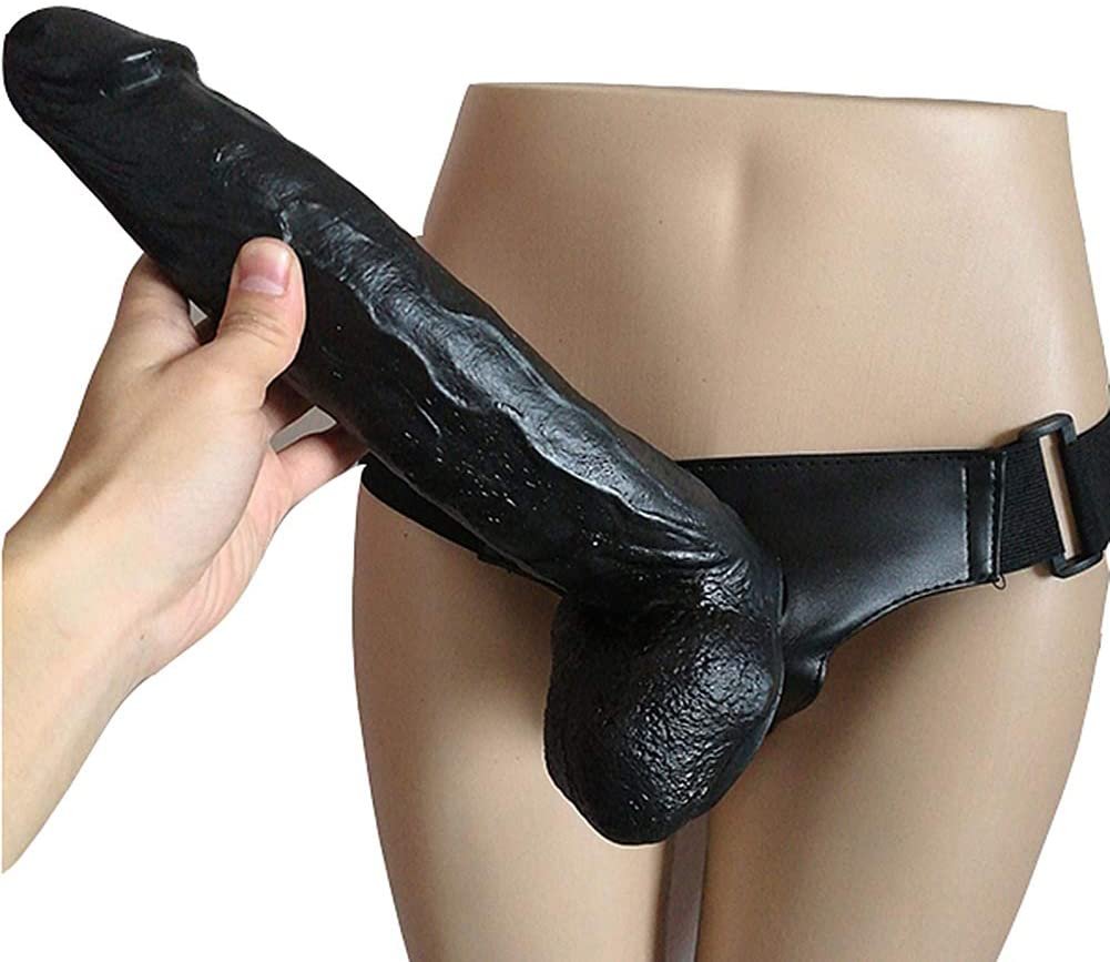 Solid Strap On Dildo Harness with Big Black Dildo Vibrator - Image 2