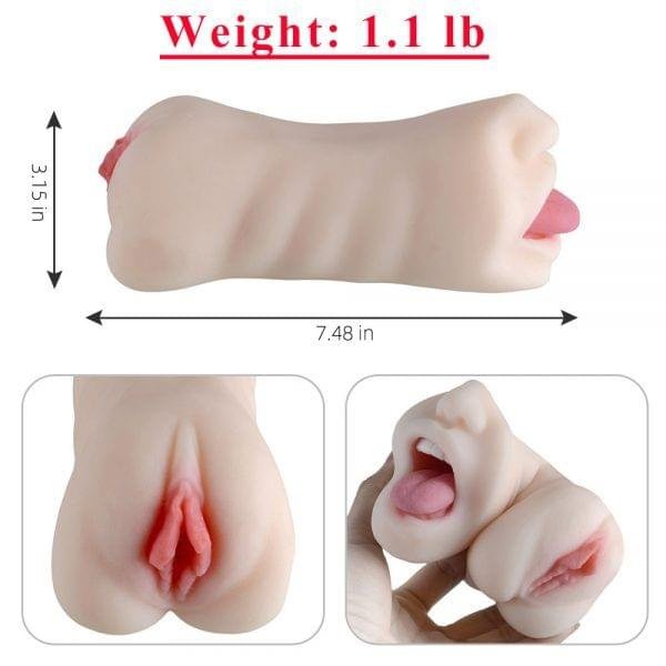 2 In 1 Vagina and Mouth Pocket Pussy Male Masturbator - Image 6